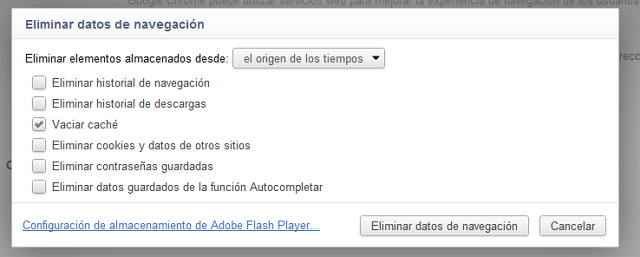 datos de navegación en Chrome