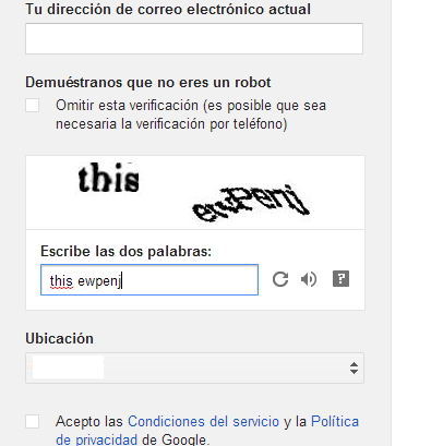 capcha de seguridad gmail