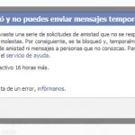 Faceboook no deja enviar mensajes privados