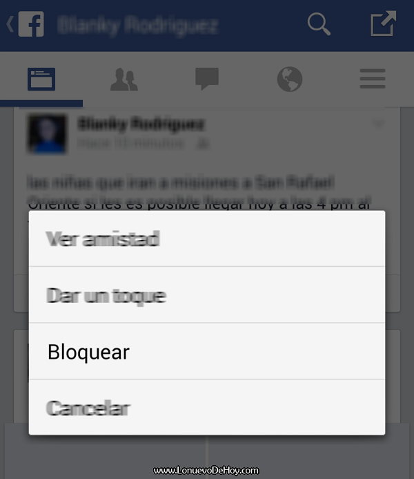 Bloquear en Facebook un usuario