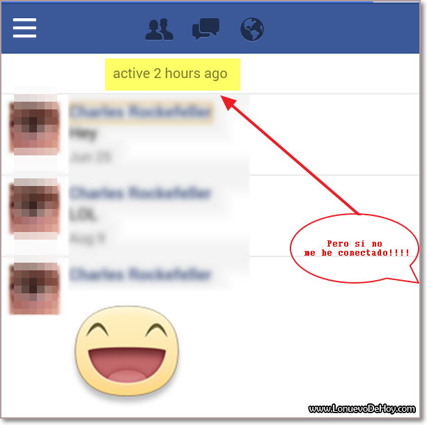 Contacto en Facebook hace minutos