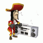 Pirata escuchando musica
