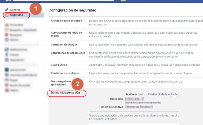lugares que me he conectado a facebook