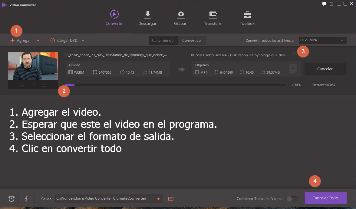 pasos para convertir videos en windows