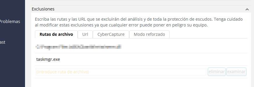 exclusiones de avast