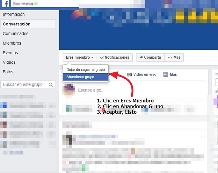 Abandonar un grupo en facebook tutorial