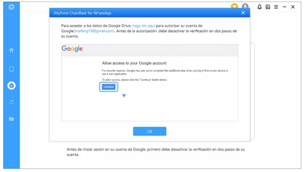 Solicitud de permiso google drive