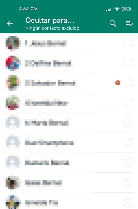 Configurar para ocultar estado en Whatsapp