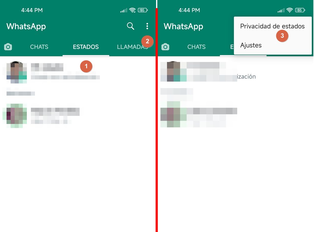 Ocultar el estado en whatsapp para una persona